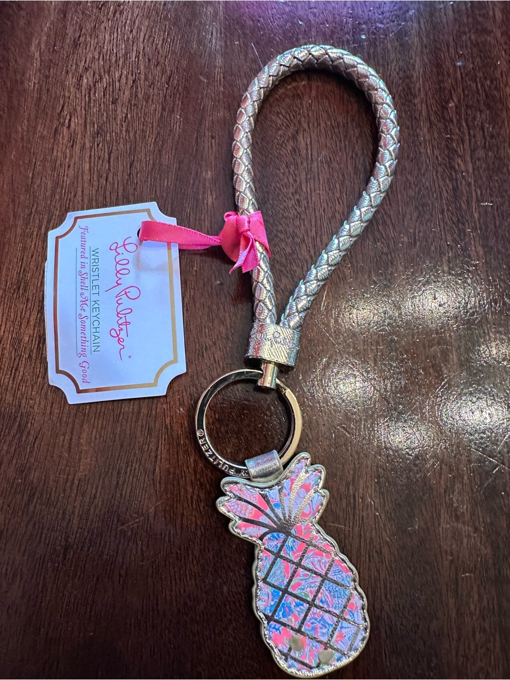 Lilly Pulitzer Wristlet Keychain- Shell Me Something Good - Pineapple Charm  NWT
